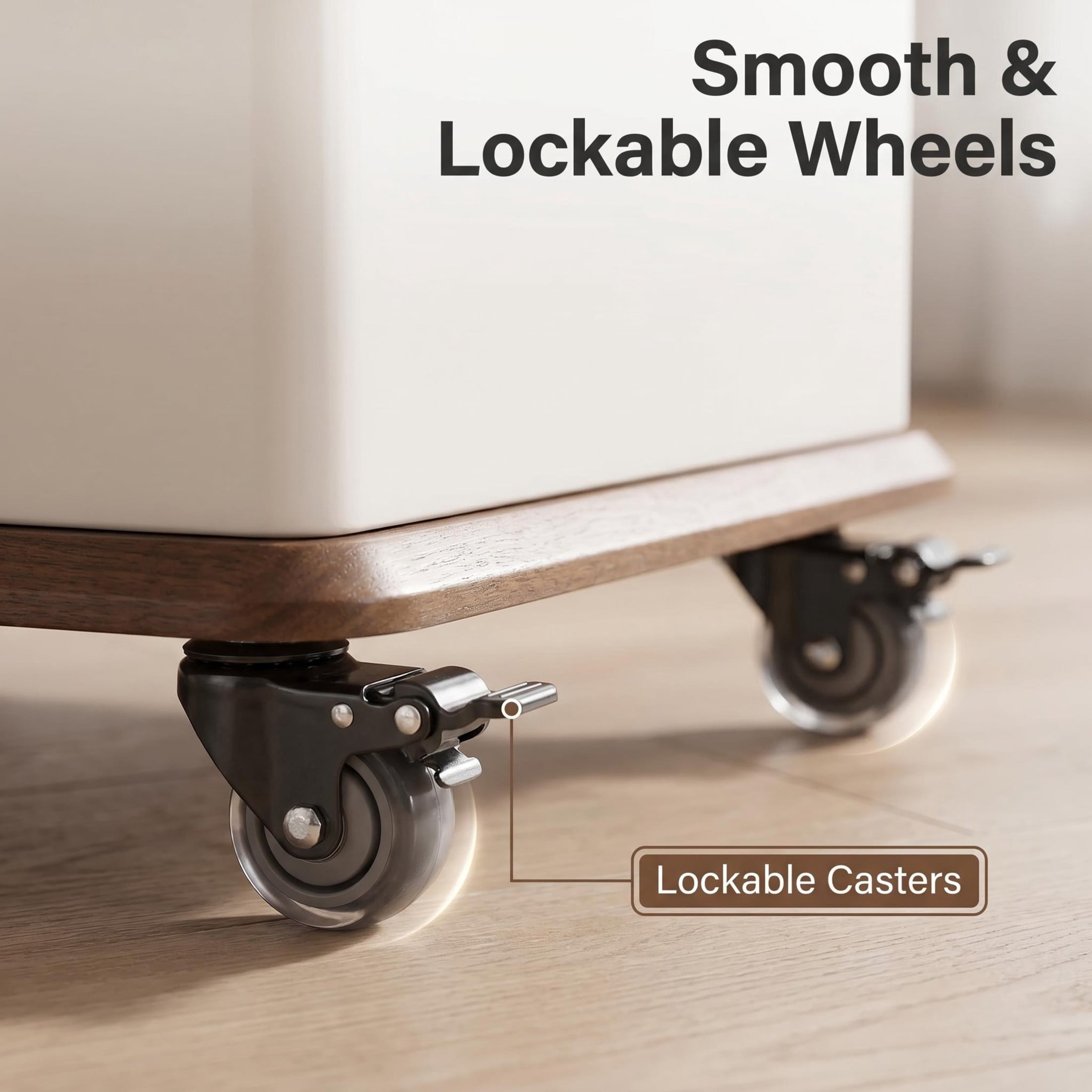 GDF Studio 27.6" Adjustable Lift-Top Side Table with Hidden Storage, 360° Swivel Top, White+Walnut