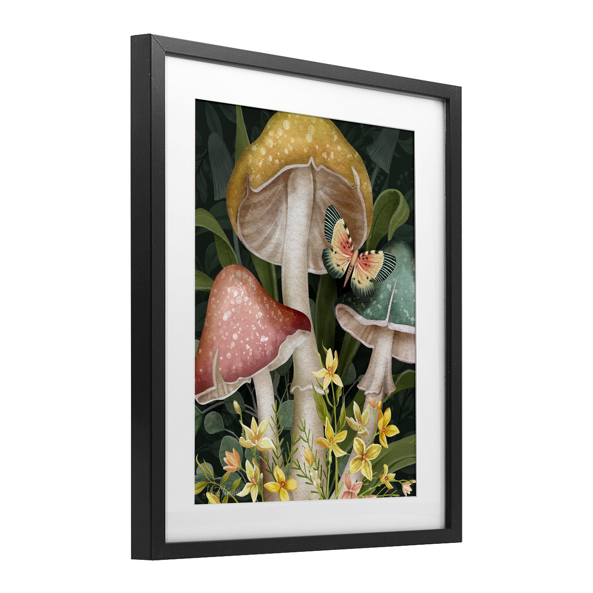 Stupell Industries Midnight Garden Mushrooms Black Framed Print Under Glass, design by Nicole Tamarin