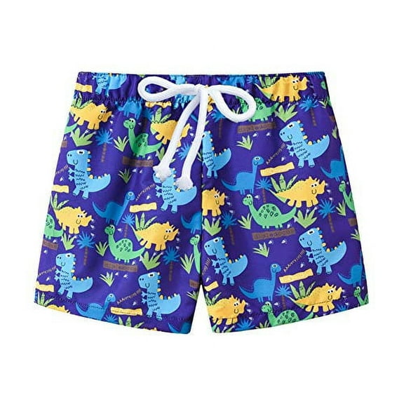 Styles I Love Little Boys Dinosaur Print Swim Shorts Bathing Suit Beach Pool Boy Swim Trunks (100/1-2 Years) Blue