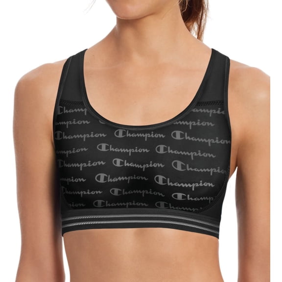 Champion Women's Absolute Workout Sports Bra Bra, champion Script/Black, Large