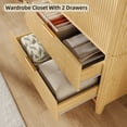 thumbnail image 7 of UGTOO 70"H 2-Door Armoire Wardrobe with 2 Drawers & Fluted Design Natural Wood Color Closet with Gold Handles, Freestanding Clothes Storage Cabinet for Bedroom, 7 of 7