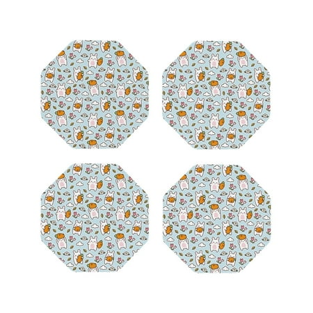 

Tideii Cute Rabbit Hold Carrot for Leather Coasters 4 Pieces Anti-fouling and Anti-scalding Decorative Coasters Suitable for Restaurants Kitchens Coffee Shops-Octagon