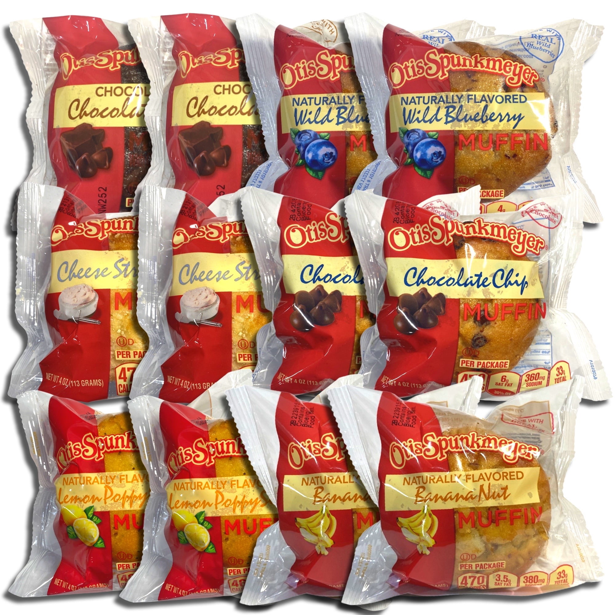 Otis Spunkmeyer Muffins 6 Flavor Variety: Chocolate Chocolate Chip Blueberry Lemon Chocolate Chip Cheese Streusel Banana | 12 Pack