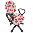 thumbnail image 1 of Fruit Office Chair Slipcover, Funny Kawaii Berries of Cherry Branches Smiling Faces Love Romance Couples, Protective Stretch Decorative Fabric Cover, Standard Size, Pale Pink Ruby Green, by Ambesonne, 1 of 5
