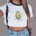 thumbnail image 3 of Camiseta corta de manga corta con estampado de aguacate de dibujos animados para mujer Vogacara FS11769-01, 3 of 5