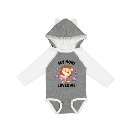

Inktastic My Noni Loves Me with Bigfoot Gift Baby Girl Long Sleeve Bodysuit