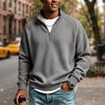 thumbnail image 2 of Dresfit Quarter Zip Pullover for Men Collared Waffle Sweatshirts Winter Long Sleeve Mock Neck Sweatshirt Adjustable Half Zip Knit Shirts S, 2 of 8
