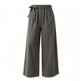 thumbnail image 6 of Tsivenald Womens Linen Wide Leg Pants Elastic Drawstring Waist Lightweight Breathable Summer Beach Casual Trousers, 6 of 7