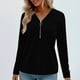 thumbnail image 2 of Blusas de Manga Larga para las Mujeres Cremallera de Cuello en V Delantera Color Sólido Top de Moda Casual, Tops de Color Sólido para las Mujeres, 2 of 9
