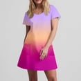thumbnail image 6 of GaThRRgYP Stylish V-Neck Short Sleeve Dress,Women's Fashion Summer Gradient Short-sleeved V-neck Casual Dress Hot Pink XL, 6 of 8