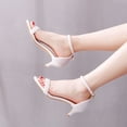 thumbnail image 4 of Sandalias de tacón alto con tacón bajo y boca baja, zapatos de boda nupciales con perlas blancas, 4 of 6