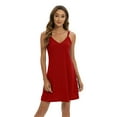 thumbnail image 1 of WBQ Basic Cami Women Long Tanks Top Dress with Strap, Solid Color Red S-2XL, 1 of 9