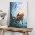 thumbnail image 5 of COGL Jesus Christian Canvas Wall Art Hand of God Reaching Into Water Picture Bible Christ Religion Painting Wall Decor Poster Print for Living Room Bathroom Bedroom Church Home 20x24inch Framed, 5 of 6