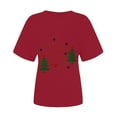 thumbnail image 6 of Odeerbi Christmas Shirts for Women 2025 Casual Round Neck Short-sleeved Christmas Tree Printed Top Green, 6 of 6