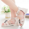 thumbnail image 6 of Girls Floral Roman Sandals Summer Flat Open Toe Ankle Sandals With Heel Zipper For Little/Big Kids White 7 Years-8 Years, 6 of 9