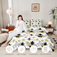 thumbnail image 3 of Erosebridal Cute Bug Bee King Size Comforter Sets,Transitional Sunflower Floral Comforters King Size,Black Silver,Reversible,3 Pieces,1 Comforter and 2 Pillowcases, 3 of 7