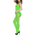 thumbnail image 6 of Lovskoo 2024 Women's Mesh Bodystocking Fishnet Sleepwear High Elasticity Hollow Out Bodysuits One Piece Jumpsuit Nightwear See-Through Gift for Valentine's Day Green, 6 of 8