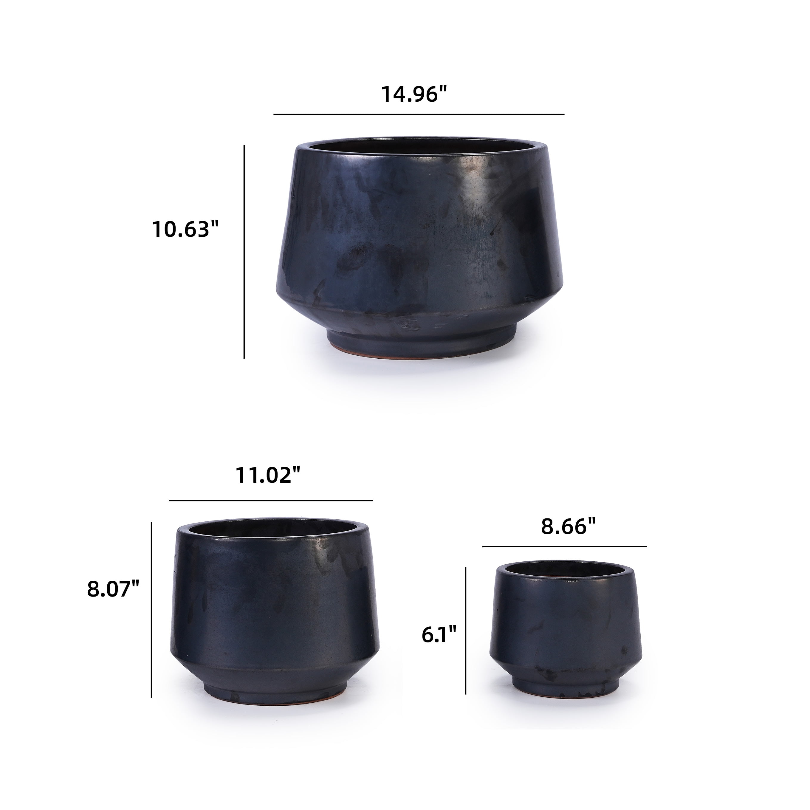 MAYEERTY 3 Pack Ceramic Planter Pot, Planter for Indoor Outdoor Patio, Garden, Antique Gray