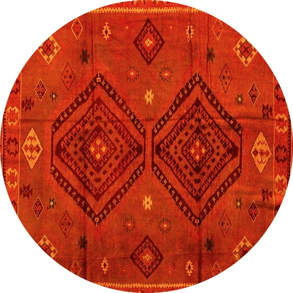 Ahgly Company Machine Washable Indoor Round Southwestern Yellow Country Area Rugs, 7' Round