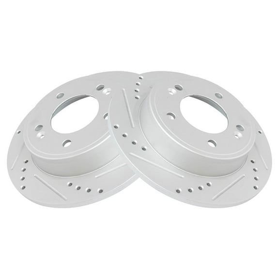 TRQ Rear Performance Brake Rotor Drilled Slotted Pair Set for Elantra / Elantra Coupe / Elantra GT / Forte / Forte Koup / Forte5 / Soul / Veloster