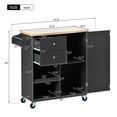 thumbnail image 7 of EUROCO Kitchen Islands with Storage, Kitchen Island on Wheels with Solid wood Countertop, 3 Adjustable Shelves, Spice Rack,Towel Rack and 2 Drawers for Kitchen Dining Rooms Living Rooms, Black, 7 of 7