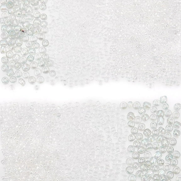 About 1582 Pcs Round Glass Bugle Seed Beads Clear Mini Beads Transparent Loose Spacer Bead