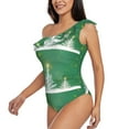 thumbnail image 2 of Haiem Christmas Green Women's One Piece Swimsuits Tummy Control One Shoulder Bathing Suits Ruffle Swimwear-Large, 2 of 8
