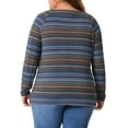 thumbnail image 4 of DARING DIVA Women' Plus Size Long Sleeve Notch V Neck Blouses 3X Blue, 4 of 6