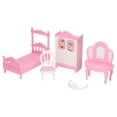 thumbnail image 1 of Chambre à Coucher de Maison de Poupée Faire Semblant Jouet, Meubles de Chambre de Maison de Poupée Ensemble Dressing Tables Rondes pour les Jeux de Rôle, 1 of 8