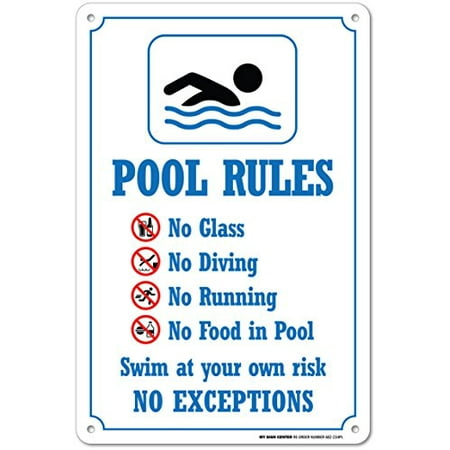 Risk Sign - Pool Rules - Swim At Your Own Risk Sign - 10