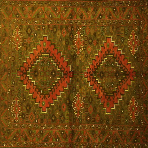 Ahgly Company Indoor Square Persian Yellow Traditional Area Rugs, 7' Square
