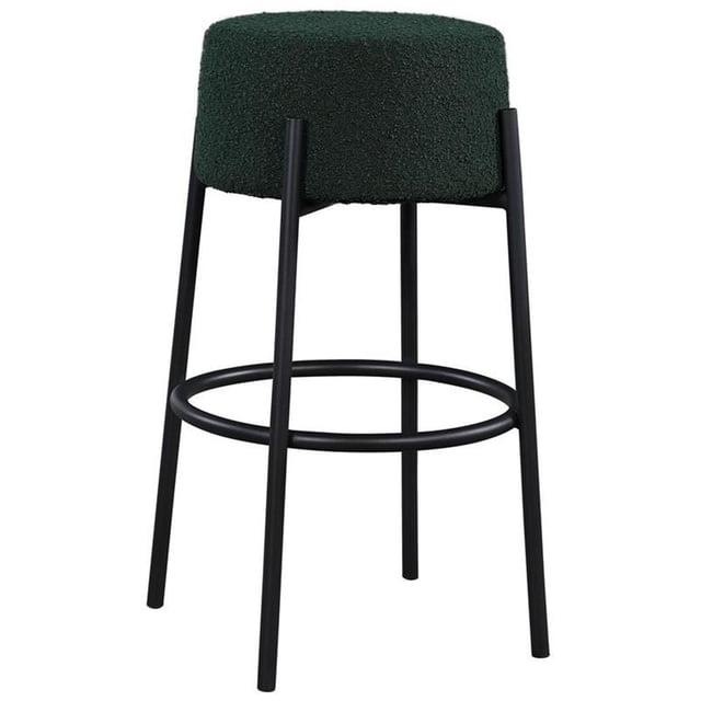 Meridian Furniture Tabouret de Bar en Tissu Bouclé Vert Avalon