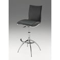 thumbnail image 3 of Contemporary Faux Leather Adjustable Bar Stool in Gray (Set of 2), 3 of 5
