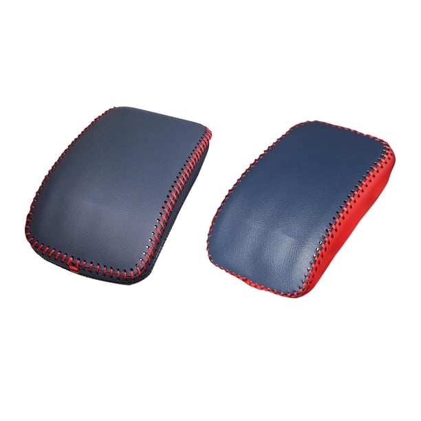 2 piezas de manija de coche para puerta, funda protectora de cuero PU para BYD YUAN PLUS azul con azul rojo