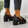 thumbnail image 5 of Brown Female Casual Pumps With T-Strap Buckle Bow Accent And Thick Heel For Warm Weather, 5 of 9