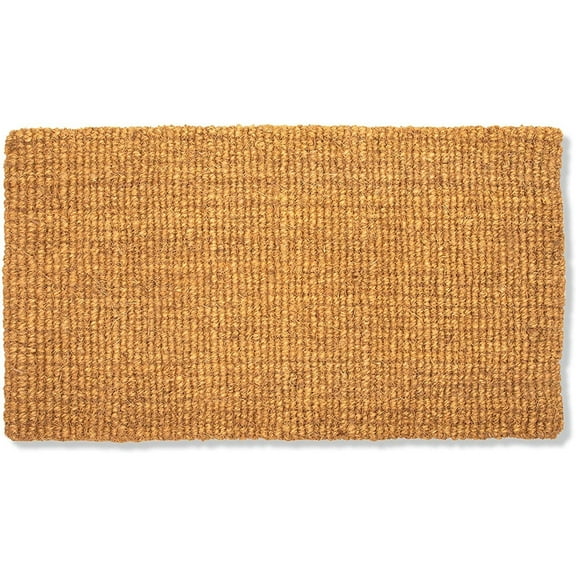 Plain Coco Coir Door Mat - 17" x 30" Bare Natural Doormat for Outdoor Entrance, Suitable for Inside and Outside Use