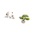 thumbnail image 5 of CoudarTitie Elephant Family Sculptures and Artificial Bonsai Tree Collection Elegant Animal Statues with Faux Greenery for Desk Living Room Decor, 5 of 8