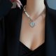 thumbnail image 4 of Collar fresco y dulce para mujer, diseño de nicho de verano, costura de perlas de amor, cadena cruzada de clavícula con piedras preciosas, joyería de moda femenina, 4 of 5