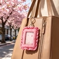 thumbnail image 2 of WeDecorBay 3 Inch Clear Window Photo Card Holders Ruffle Lace Design Lightweight Keychain Pouch for Student Earbud Coin Storage Backpack Organizer Daily Use Hot Pink,Free Size, 2 of 6