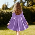 thumbnail image 6 of Posijego Girls Velvet Long Sleeve Dress Solid Color Vintage Velour Party Christmas Evening Flowy Dresses for Girls, 6 of 7