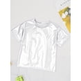 thumbnail image 3 of Manyakai Kids Boys Girls Shiny Metallic Crop Tank Top T-Shirt with Pants Jazz Hip-hop Dance Costumes Silver 10, 3 of 6