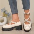 thumbnail image 5 of Bkhluea Women Cross Strap Bow Mary Jane Platform Shoes Comfortable Footwear For Office Casual Outdoor Daily Activities, 5 of 7