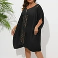 thumbnail image 7 of Swimsuit Coverup for Women Plus Size Short Sleeve V Neck Loose Crochet Knee Length Dress Beach Cover Up Bathing Suit Dress, 7 of 7