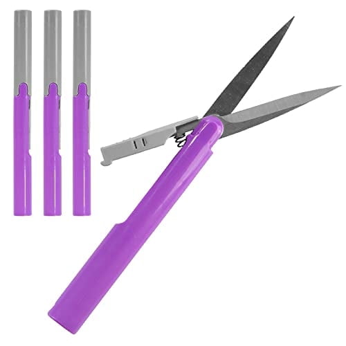 BambooMN Penblade Pen-Style Portable Travel Scissors - Purple - 3 Pairs