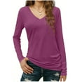 thumbnail image 2 of Black Shirts For Women Womens T Shirts Long Sleeve V Neck Basic Tee Soft Casual Loose Fit Fall Tops Outfits, 2 of 5