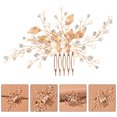 thumbnail image 4 of Wedding Bride Hair Comb Headpiece Leaves Crystal Handmade Hair Comb Insert Comb Headwear, 4 of 8