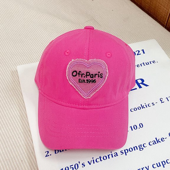Fashionable Children's Cotton Quality Duck Tongue Hat Sun Protection Hat Pink Love Pattern Printing Baseball Hat
