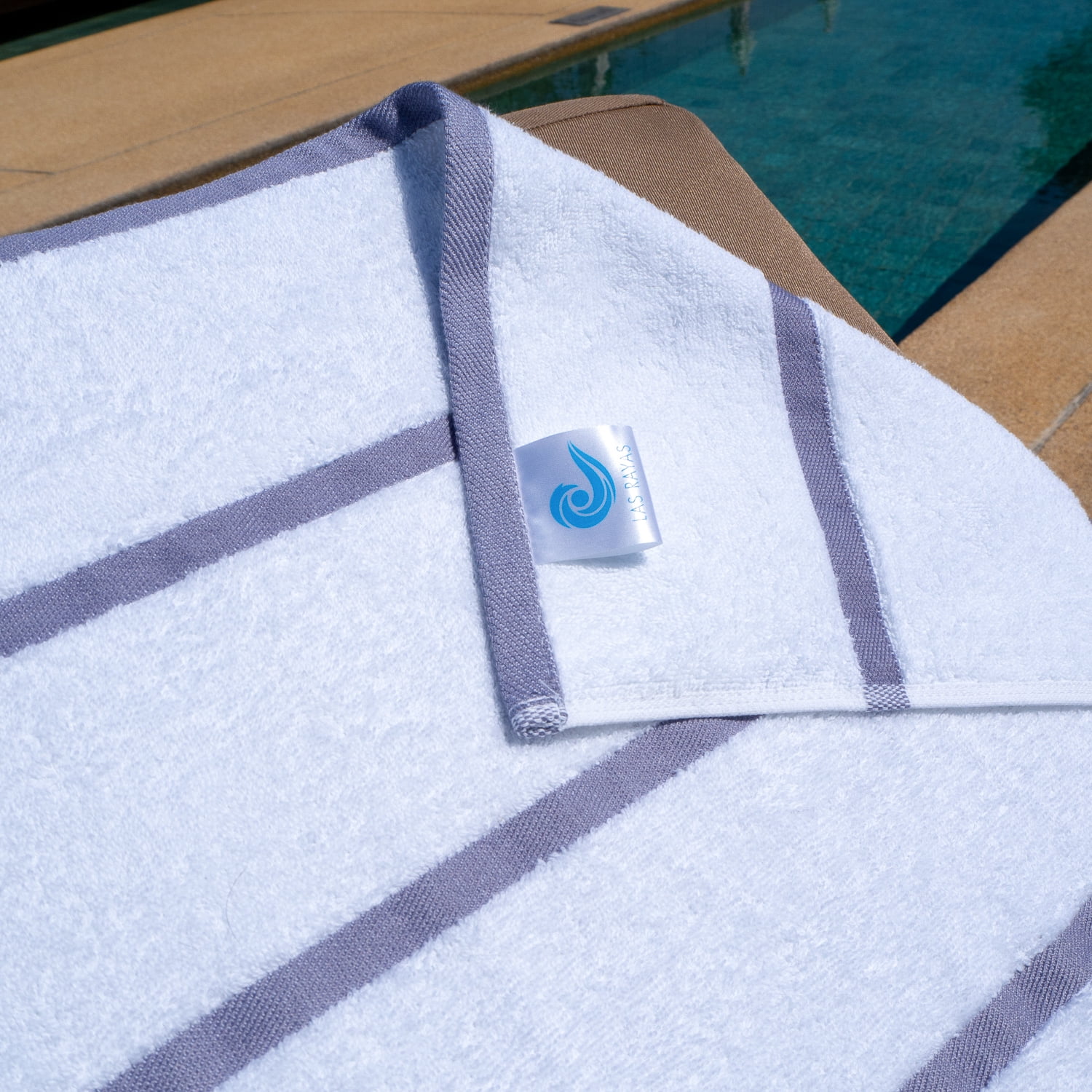 Arkwright Las Rayas Beach Towel (4 Pack), Ring Spun Cotton Pool Towel - 30x60 in., Light Grey Stripes