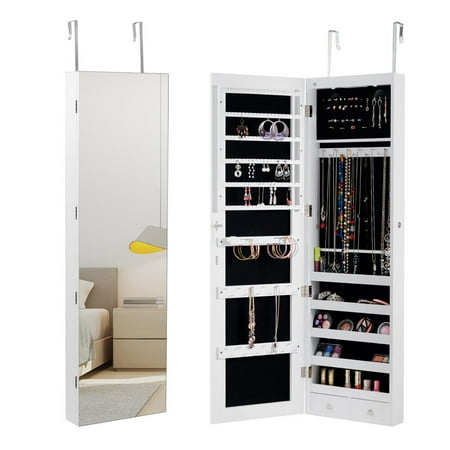 Giantex Jewelry Armoire Wall Door Mounted Full Screen Cabinet For Bedroom Lockable With Led Lights And Frameless Mirror 1 Scarf Rod 36 Hooks Makeup Pouch White Canada - Wall Mounted Locking Jewelry Cabinet Giantex Jewelry Armoire Wall Door Mounted Full Screen Cabinet For Bedroom Lockable With Led Lights And Frameless Mirror 1 Scarf Rod 36 Hooks Makeup Pouch White Canada - Wall Mounted Locking Jewelry Cabinet