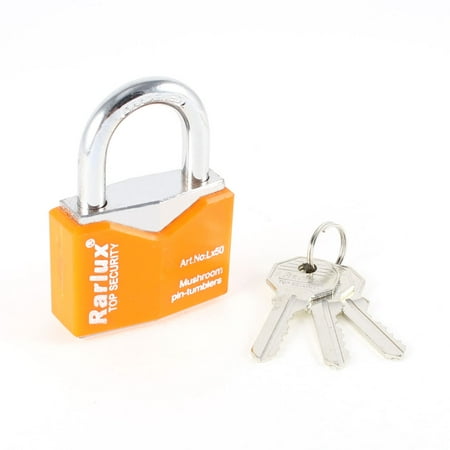 2.2" Width Yellow Shell Lock Jewelry Box Suitcase Cabinet Metallic Padlock with key Silver Tone